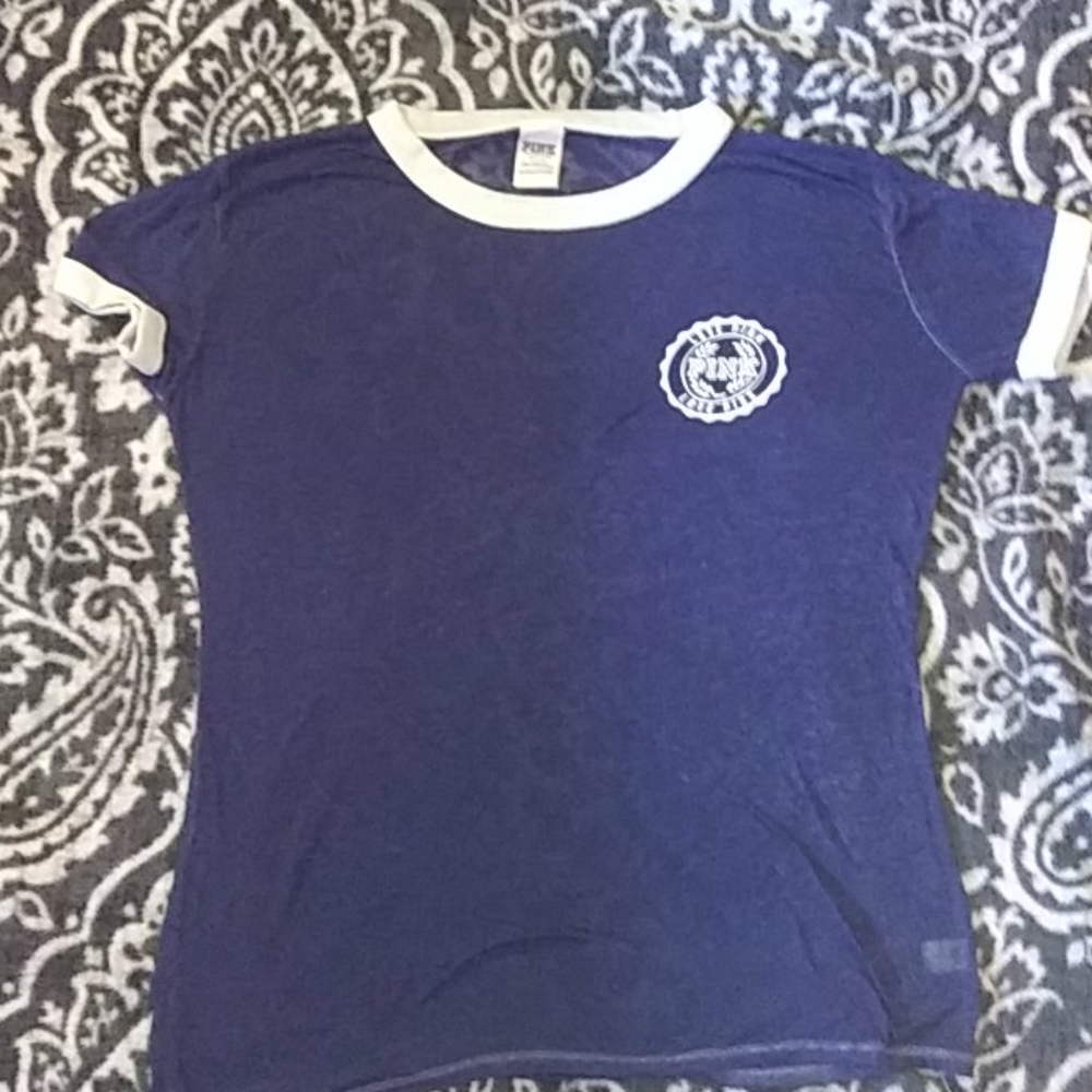 Pink navy blue shirt